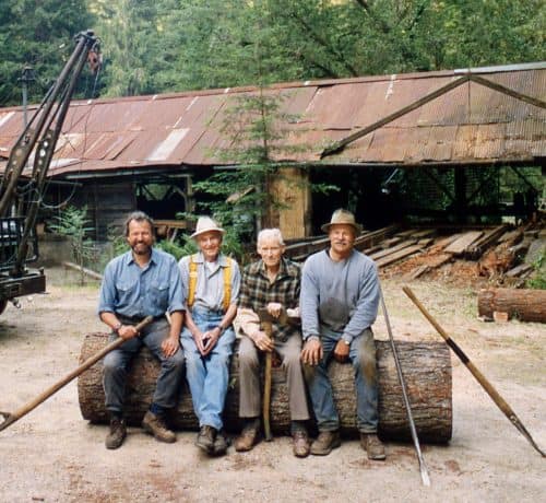 The Henningsen's and the Sturgeon's in front of the mill before restoration